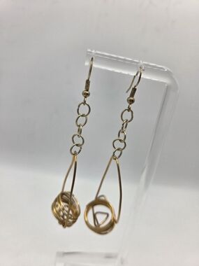 EJ Gold Gold Tone Handcrafted Wire Teardrop Wrapped Dangle Drop Earrings